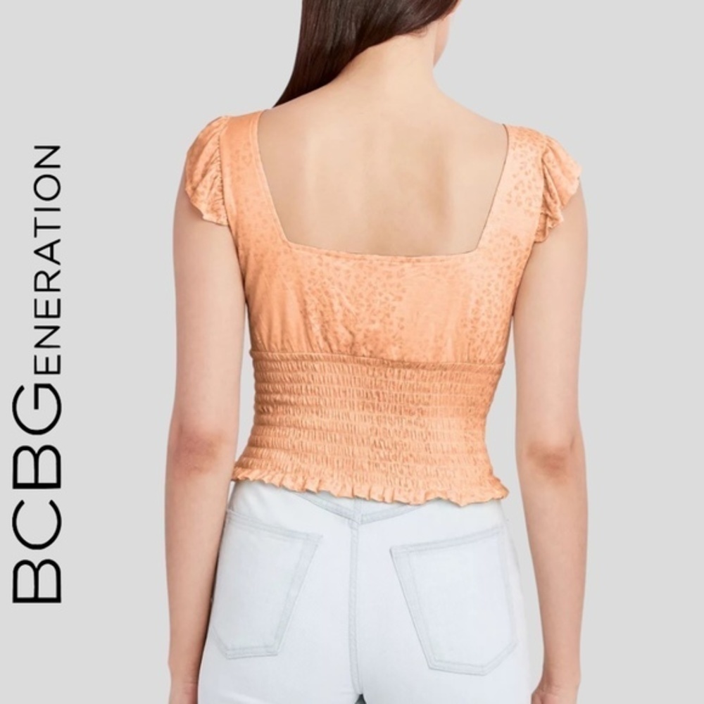 BCBGENERATION Ruffle Strap Smocked Top In Coral - Picture 3 of 10